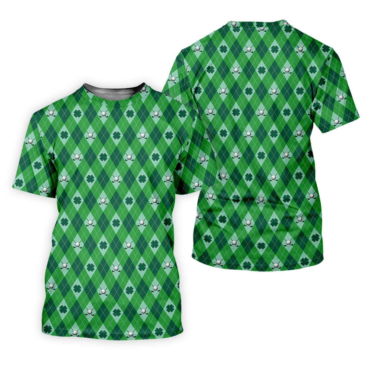 Lucky Four Leaf Clover Golf Ball Pattern Argyle Pattern St Patrick's Day Golf Shirt, Women's Golf Tops