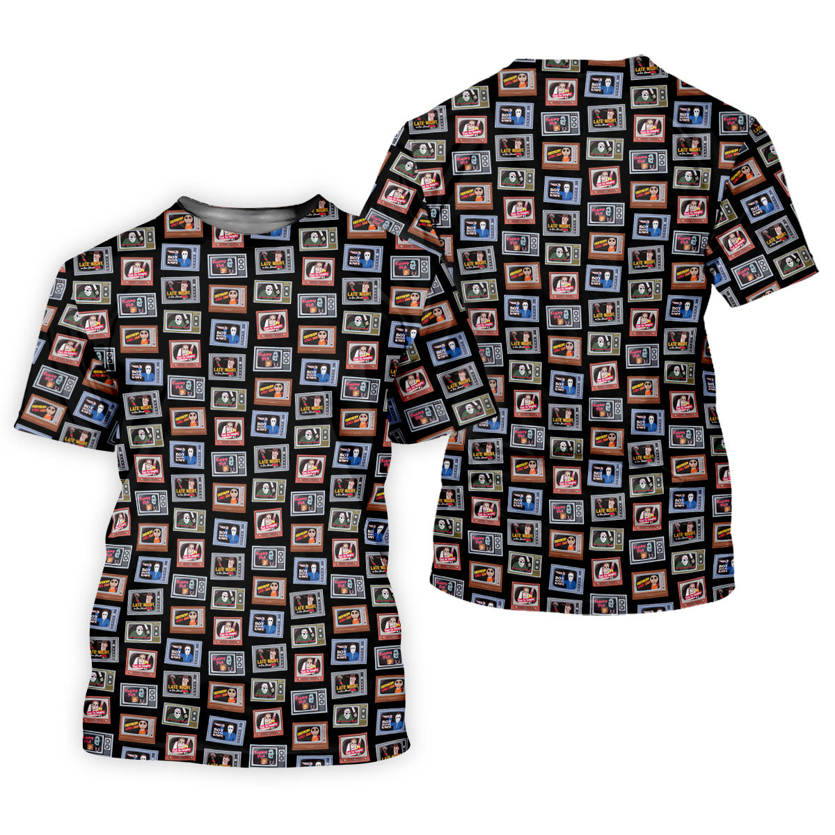 Horror Characters On Vintage TVs Halloween Polo Shirt, Women’s Golf Polo, Ladies Golf Top