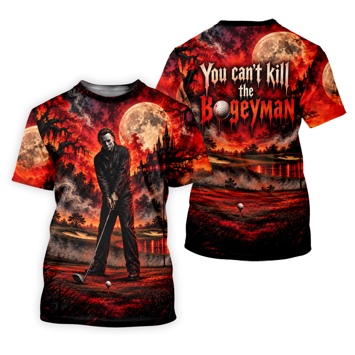 Can't Kill Bogeyman Horror Character Polo Shirt, Halloween Golf Shirt, Mens Golf Polo