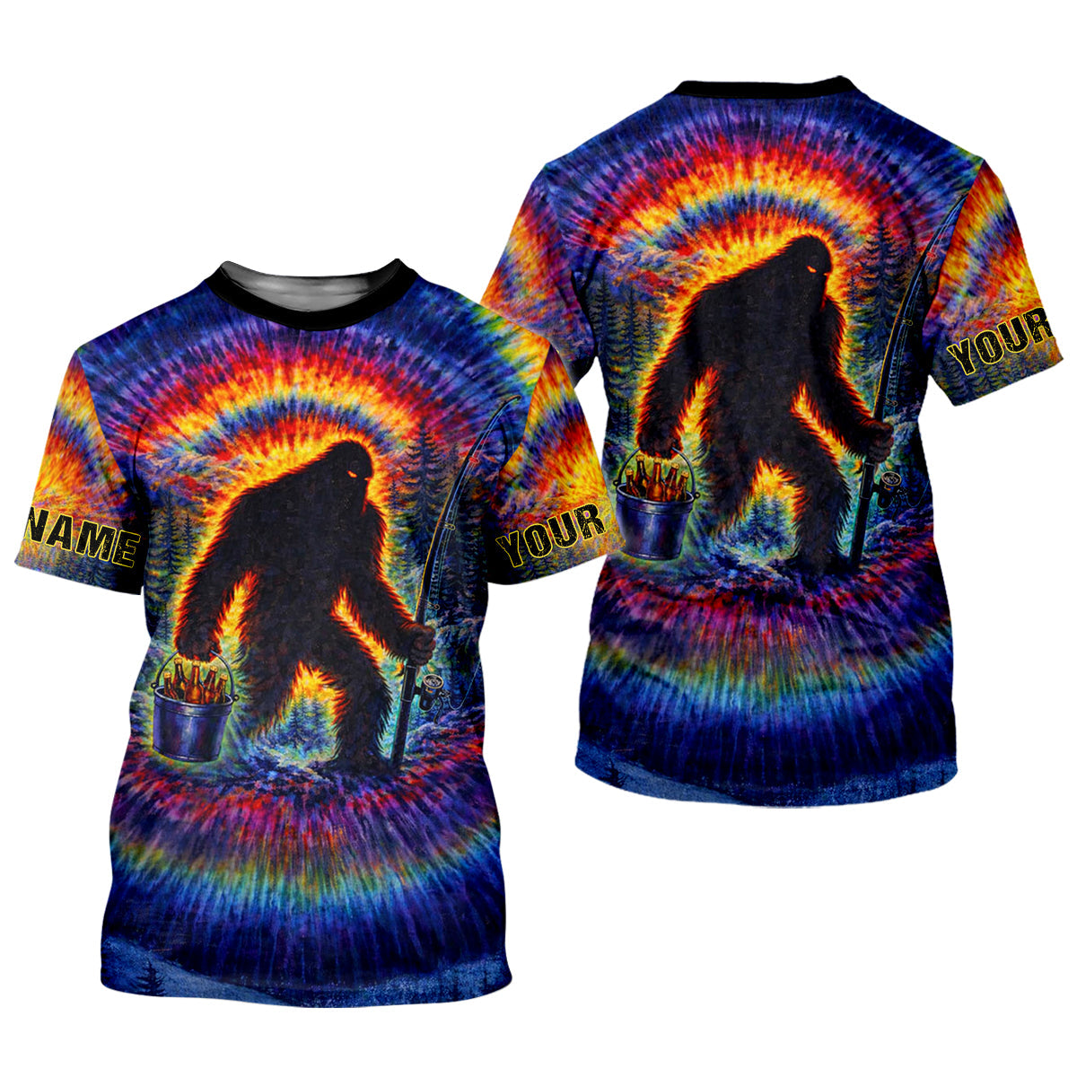Bigfoot Fishing Beer Bucket Rainbow Swirl Funny Fishing Shirt, Fishing UPF Shirts, Women Fishing Shirt