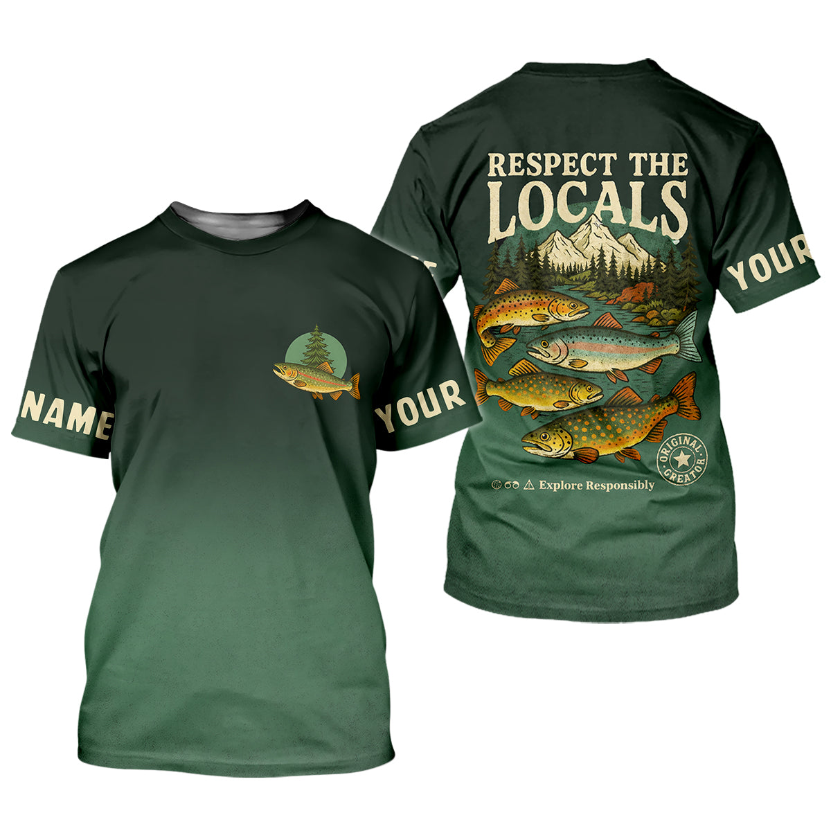 Respect The Locals Fishing UPF Shirts, Custom Fishing Shirt, Fishing Gift for Men, Men's Fishing Shirt