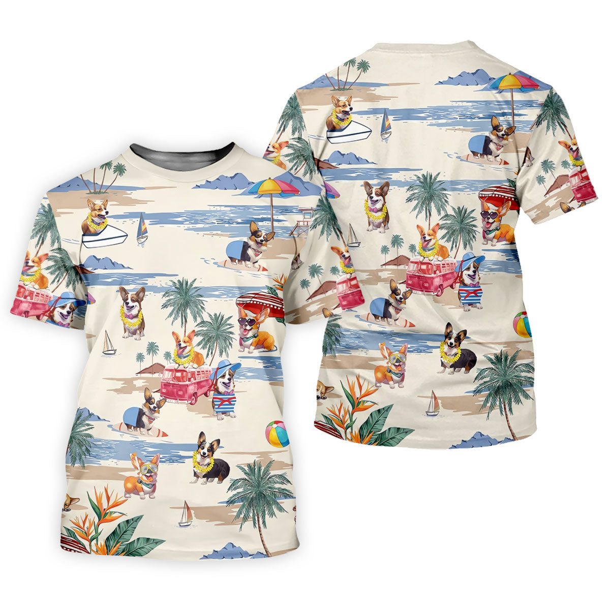 Cute Corgi Beach Vacation Golf Polo Shirt, Golf Shirts For Women, Ladies Golf Tops