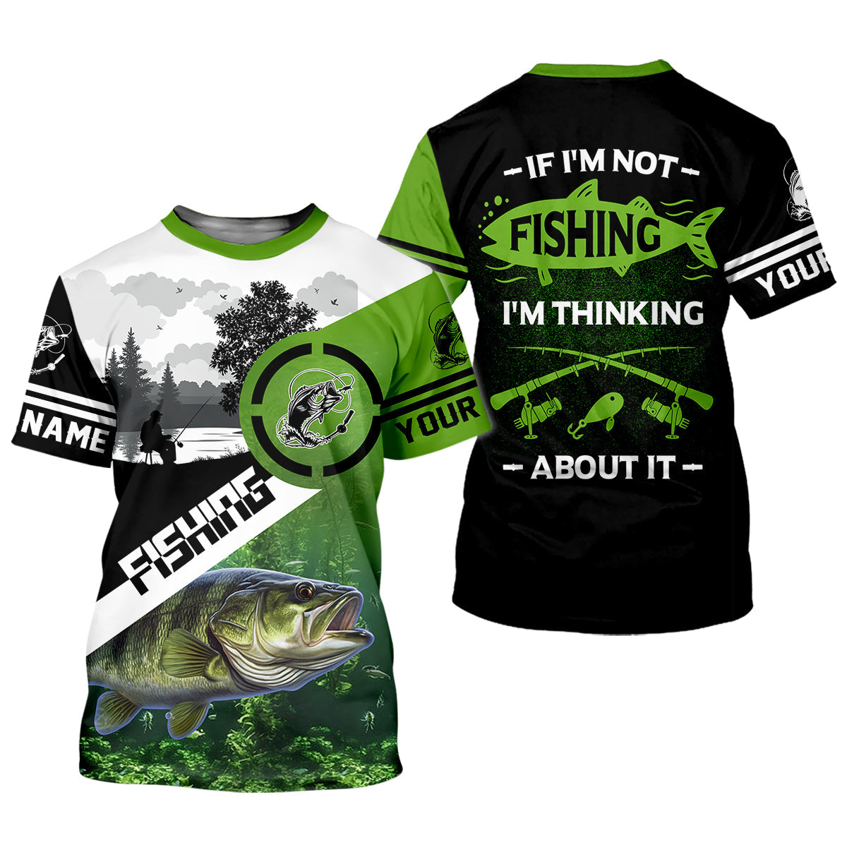 Personalized Bass Fishing Shirt, If I’m Not Fishing I’m Thinking About It Shirt, Fishing UPF Shirts