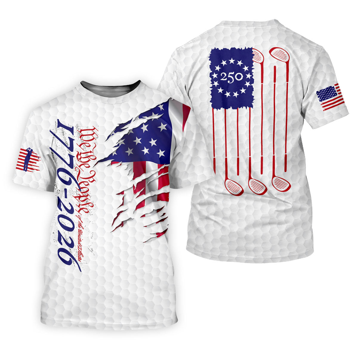 We The People 250 Anniversary 1776-2026 Distressed Flag Golf Shirt For Women, Patriotic 4th Of July Golf Shirt