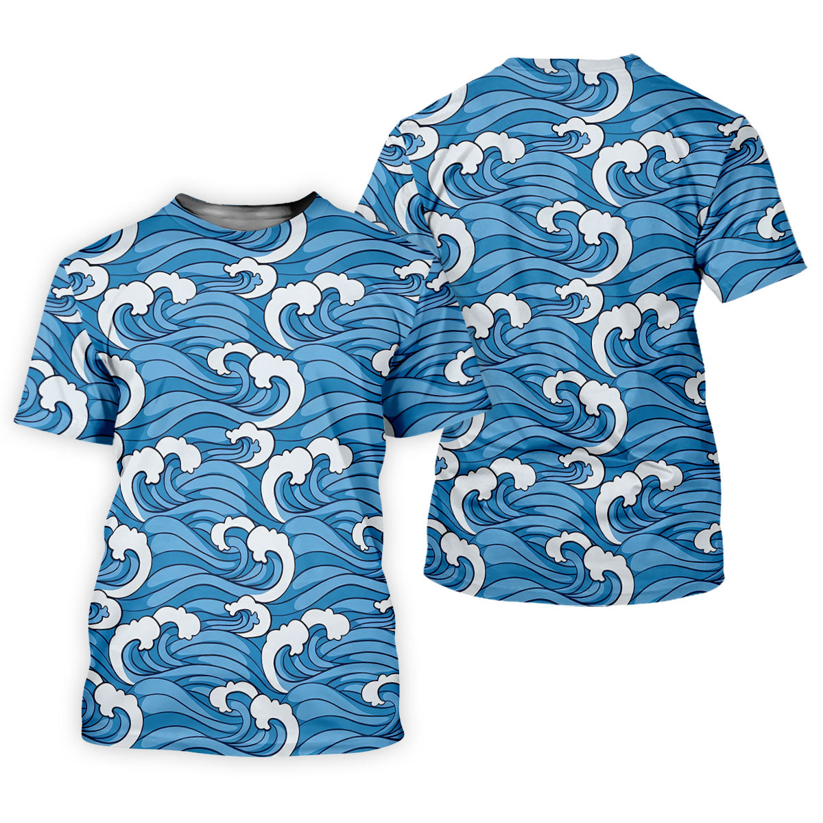 Japanese Wave Golf Shirt, Ocean Wave Pattern Women's Golf Polo, Polo Shirts For Women
