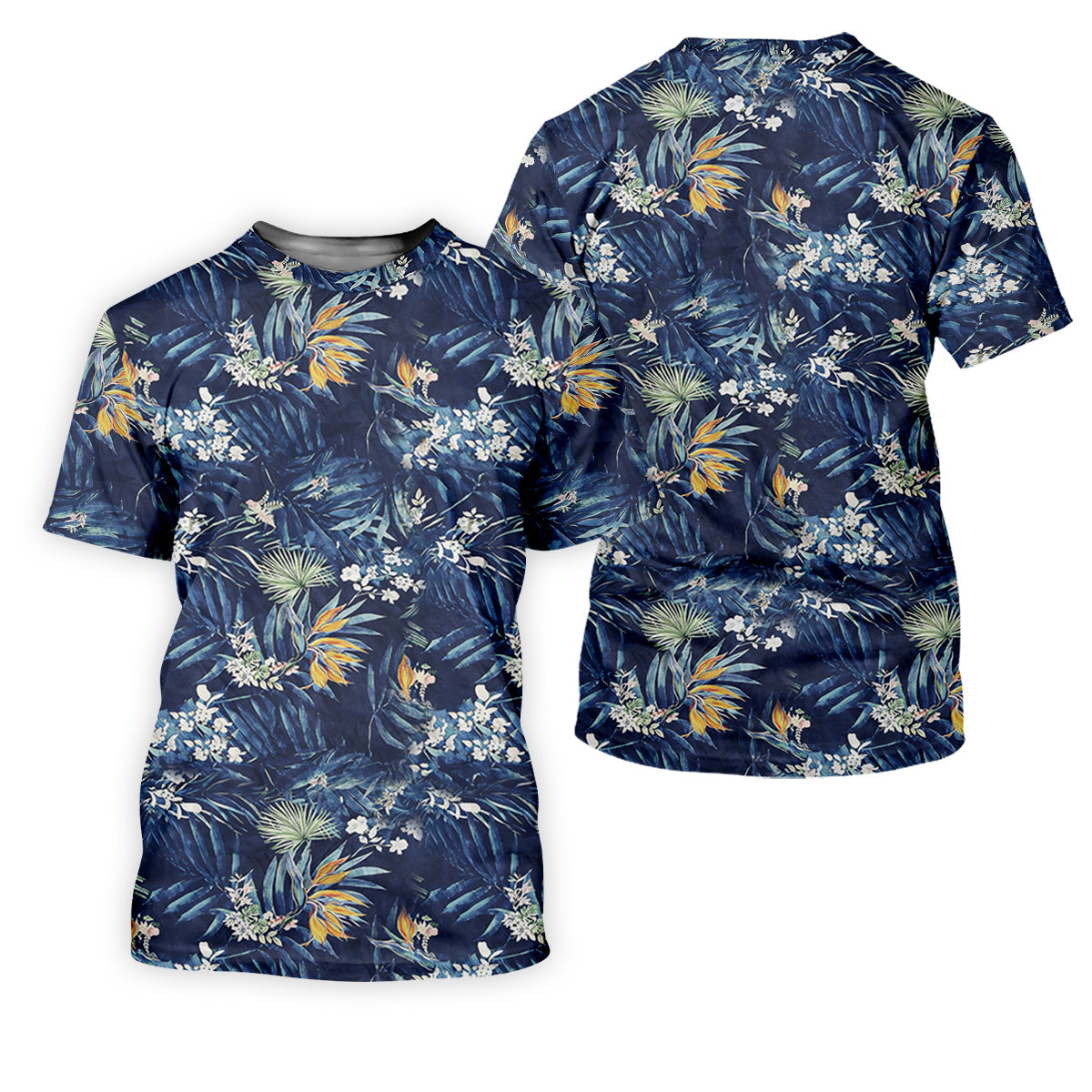 Navy Palm Tropical Hawaiian Vibe Women's Golf Shirts, Women's Golf Tops, Ladies Golf Shirts