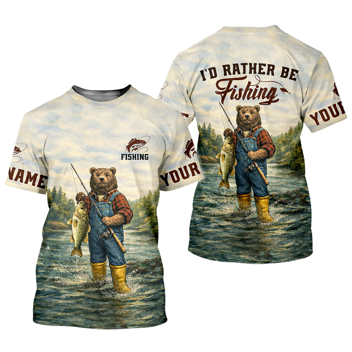 I’d Rather Be Fishing Bear – Outdoor Fishing Shirt, Fishing UPF Shirts, Funny Fishing Shirt