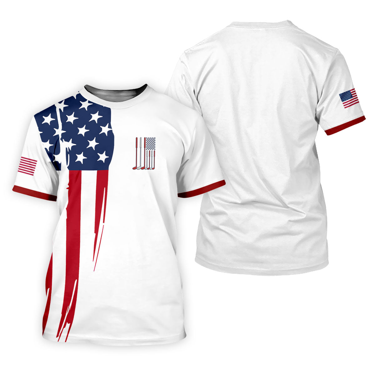 American Flag Pattern 4th Of July Patriotic Golf Shirt, 250th Anniversary White Golf Shirt, Women's Polo Shirt