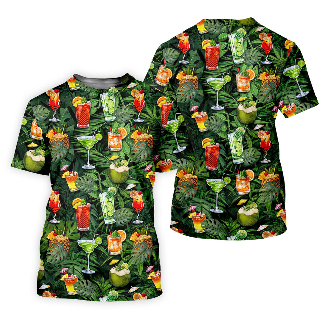 Tropical Cocktail Coconut And Palm Leaf Golf Polo, Hawaiian Golf Shirt, Mens Golf Apparel