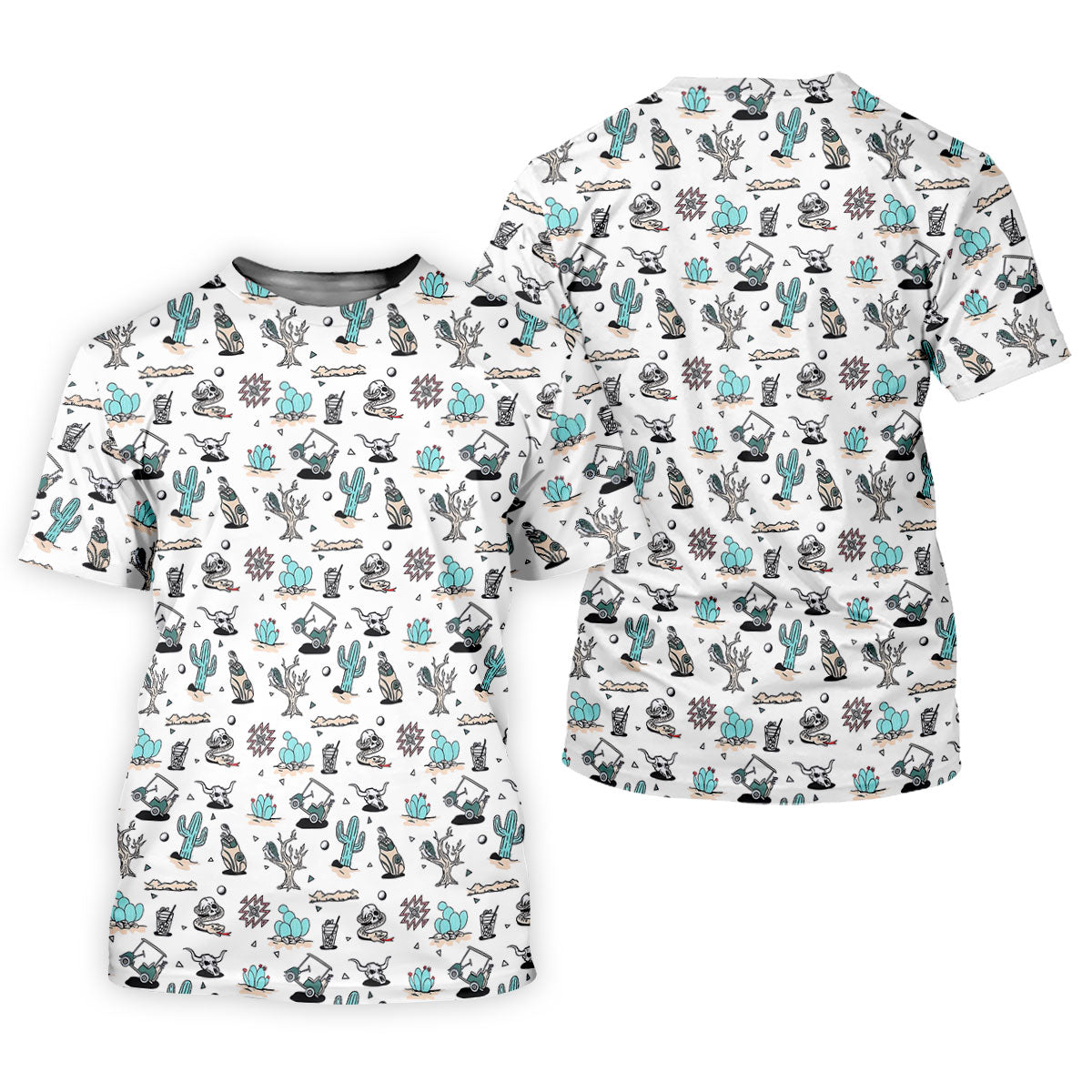 White Desert Golf Pattern Golf Polo Shirt, Women's Golf Polo, Hawaiian Golf Shirt