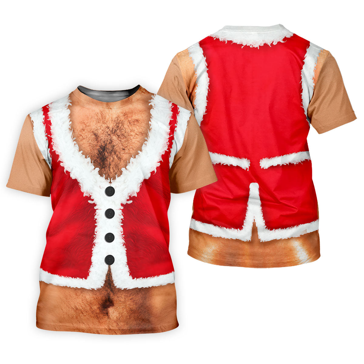 Hairy Chest Santa Print Christmas Golf Shirt, Mens Golf Polo, Golf Shirts For Men