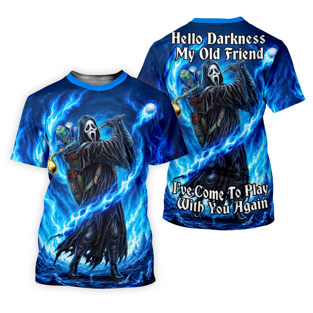 Hello Darkness Flame Horror Character Polo Shirt, Mens Polo Shirts, Men's Golf Shirt
