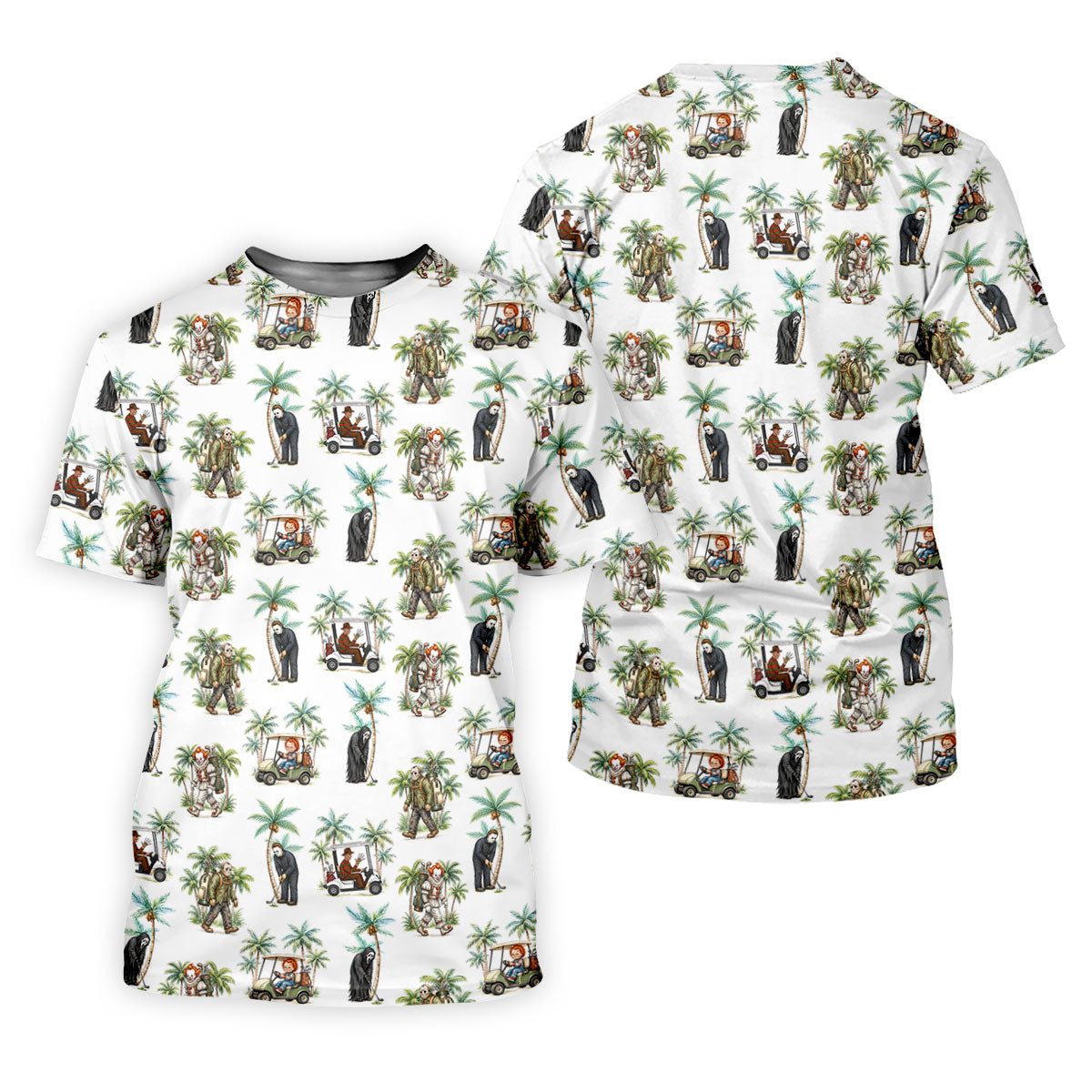 Tropical Horror Character Halloween Golf Shirt, Printed Golf Shirts, Golf Apparel For Men