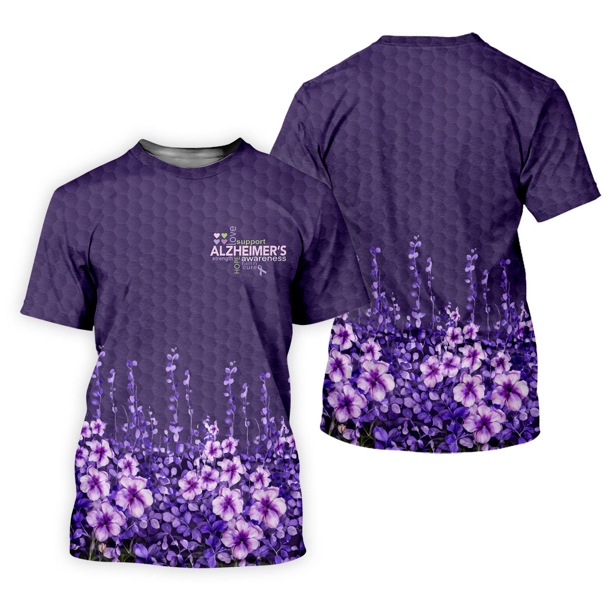 Purple Alzheimer's Awareness Floral Polo Shirt, Golf Shirts For Women, Women’s Golf Polo