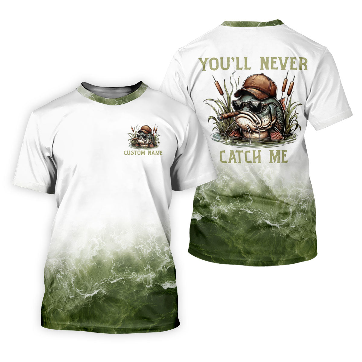 You’ll Never Catch Me, Fishing UPF Shirts, SPF Long Sleeve Shirts, Funny Fishing Shirt, Fishing Shirts For Men