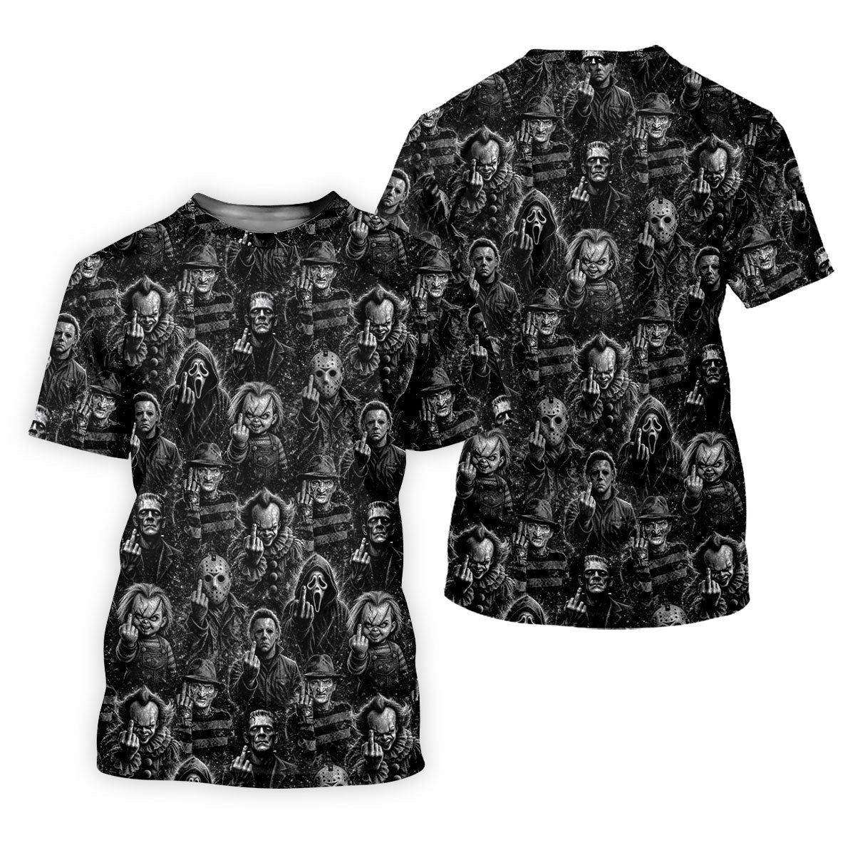 Horror Character Villains Pattern Golf Polo Shirt, Men's Golf Shirt, Hawaiian Golf Shirt