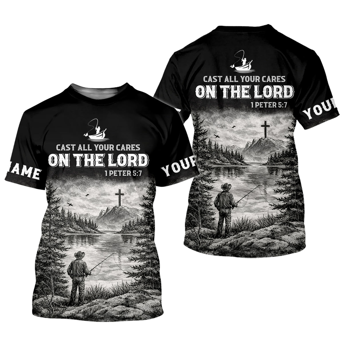 Cast All Your Cares on the Lord, Christian Fishing UPF Shirt, Funny Fishing Shirt