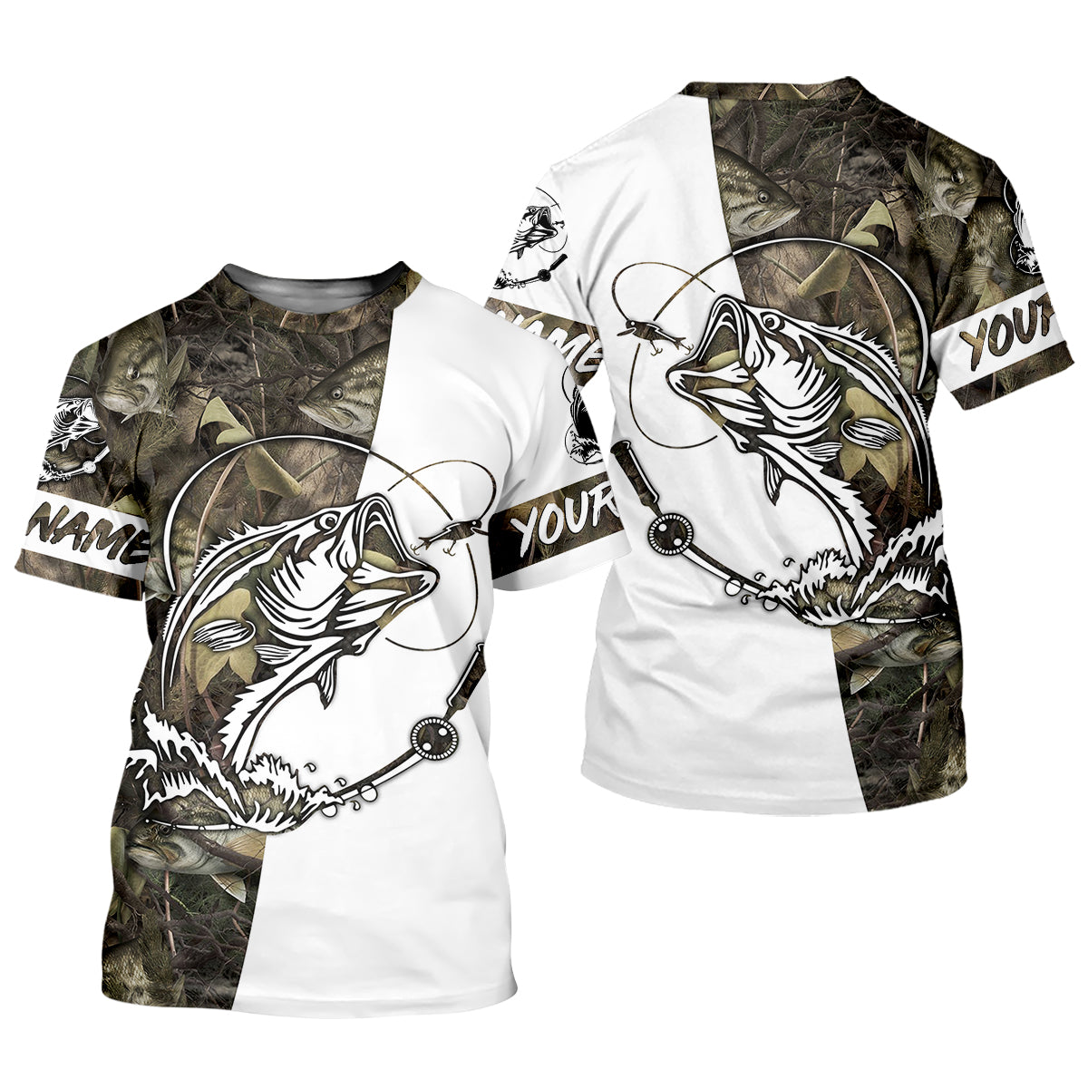 Camo White Fishing UPF Shirts, Camouflage Fishing Shirts, Fishing Gifts For Men, Men's Fishing Shirt