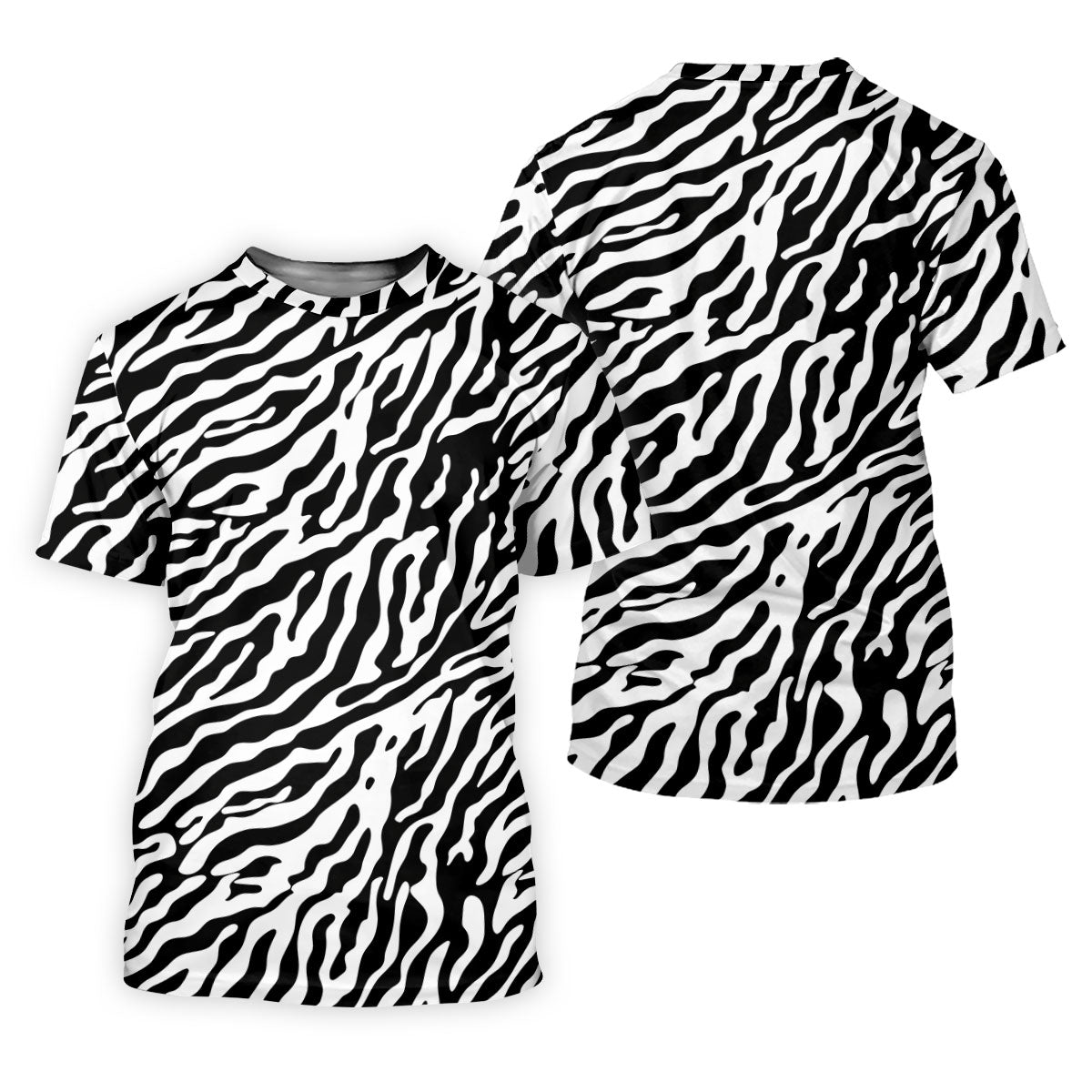 Zebra Print Golf Shirt, Black White Animal Pattern Men's Golf Polo, Polo Shirts For Men