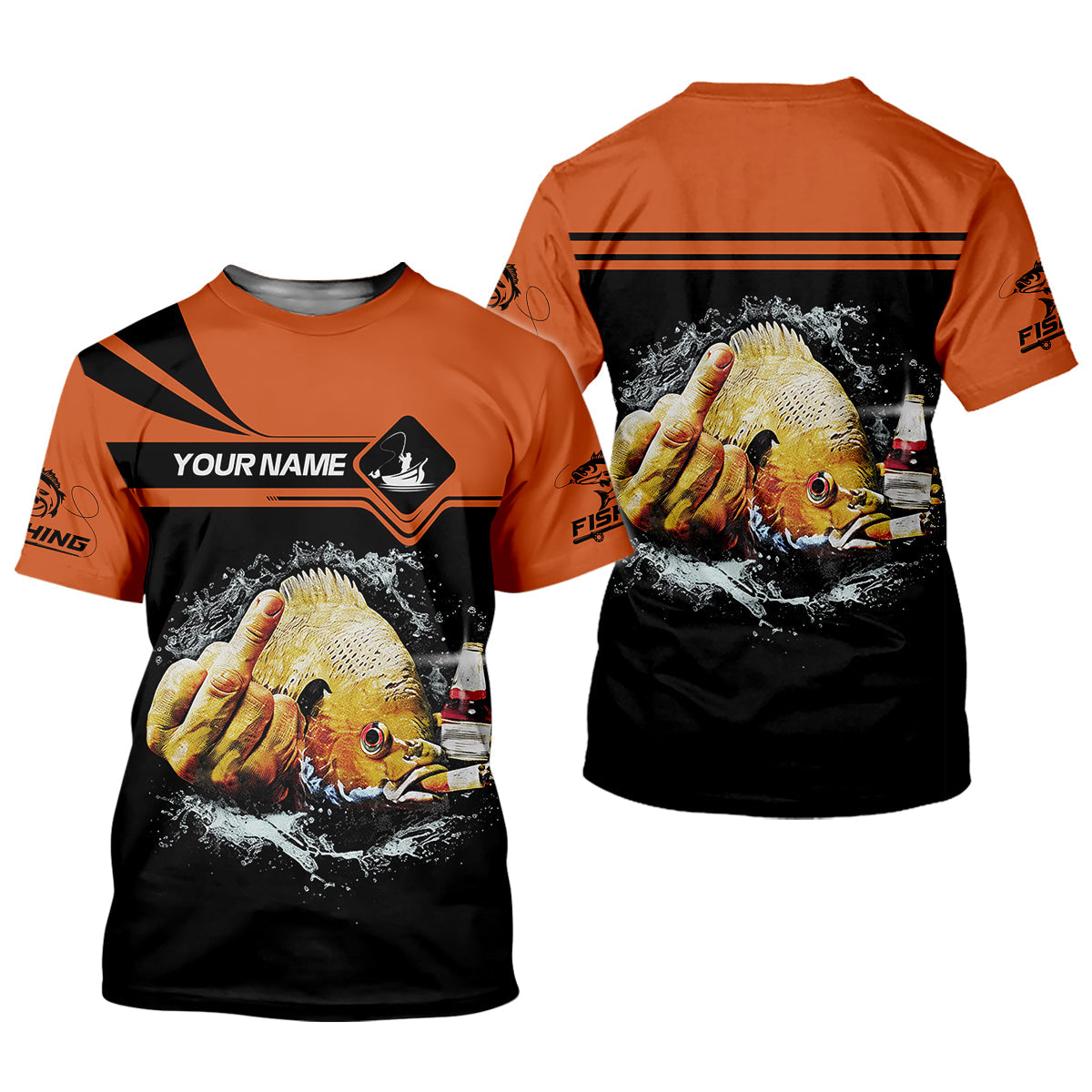 Funny Middle Finger, Personalized Fishing Shirt, Savage Angler Long Sleeve for Men, Fishing Shirts For Men