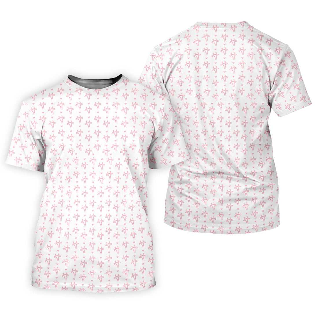 White Pink Funny Adult Pattern Polo Shirt, Ladies Golf Tops, Women's Golf Polo