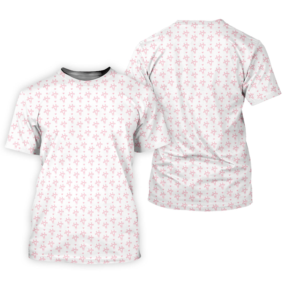 White Pink Funny Adult Pattern Polo Shirt, Ladies Golf Tops, Women's Golf Polo