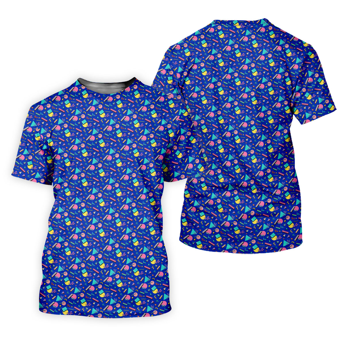 Memphis Pattern Hawaiian Golf Shirt, Retro Summer Men's Golf Shirt, Polo Shirts For Men