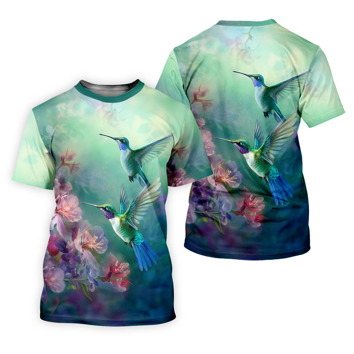 Hummingbird And Floral Garden Polo Shirt, Womens Golf Tops, Golf Shirts For Women