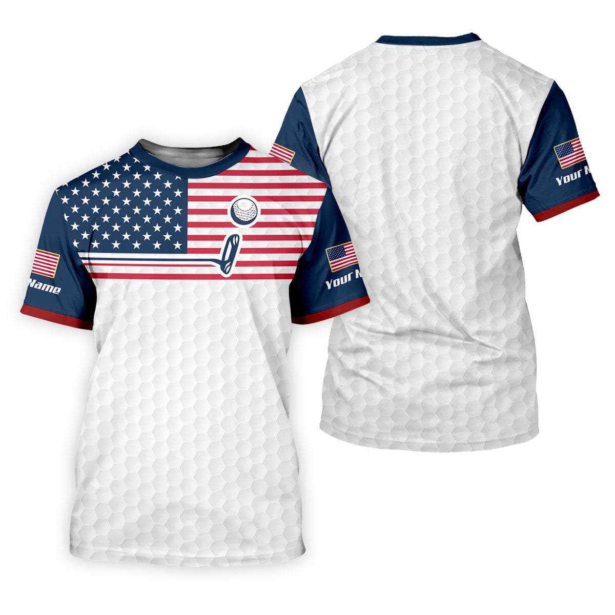 Patriot American Flag Golf Putter Golf Ball Pattern Women's Golf Tops, 250th Anniversary Patriotic Golf Shirt