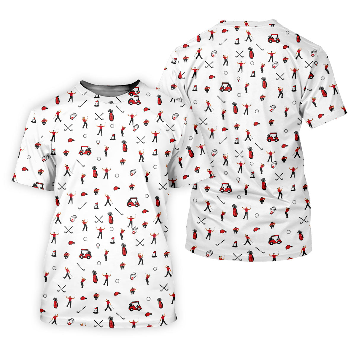 Golf Player Pattern Polo Shirt, Golf Polo Shirts For Men, Printed Golf Shirts