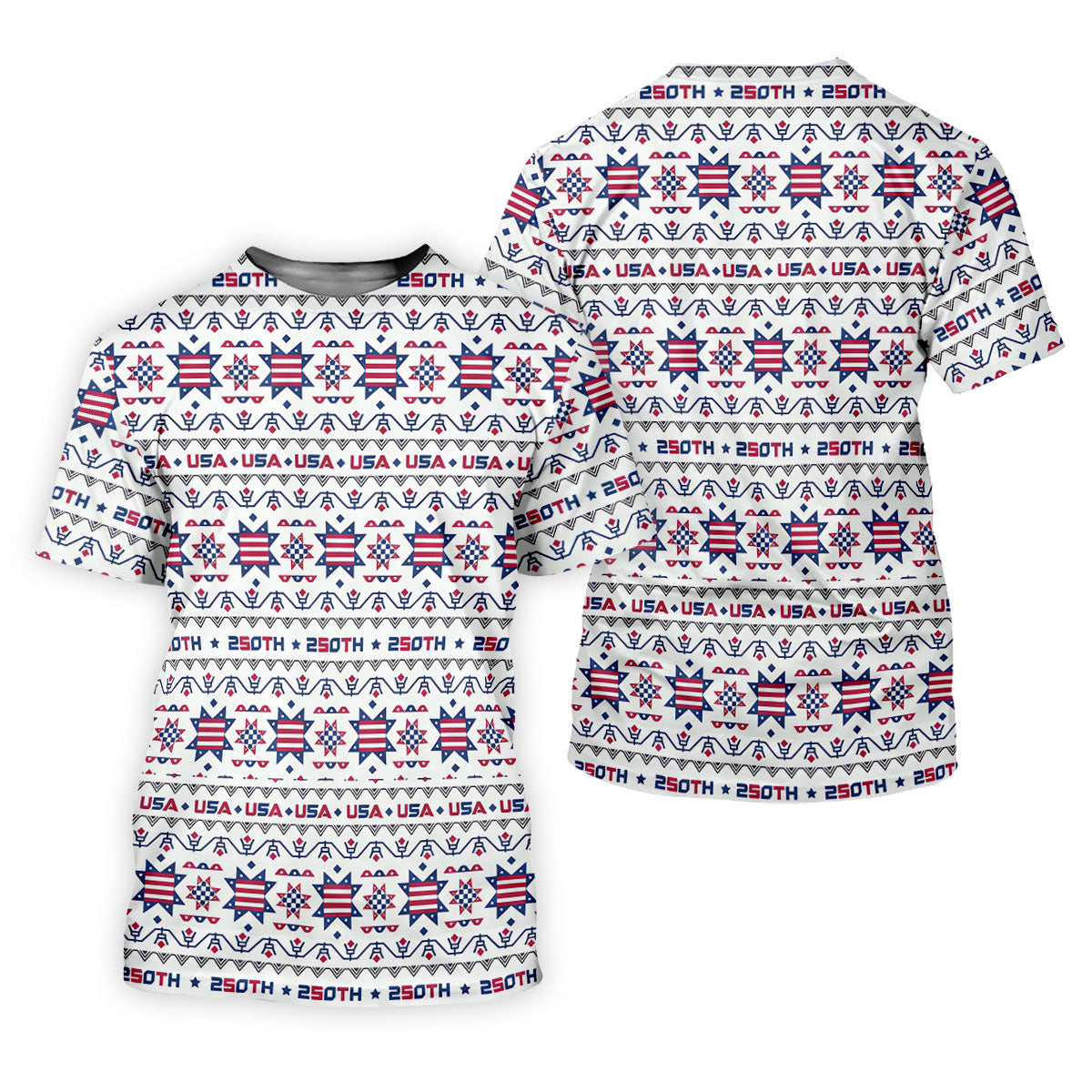 Red White Blue Ohio Star Quilt Pattern 4th Of July Women Golf Top, 250th Anniversary Patriotic Golf Shirt