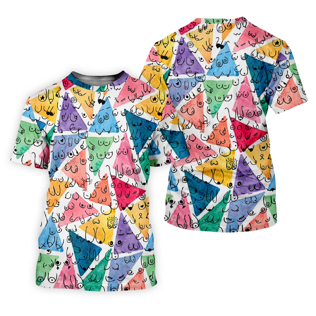 Multicolor Abstract Boob Pattern Golf Polo Shirt, Mens Golf Polo, Golf Apparel For Men
