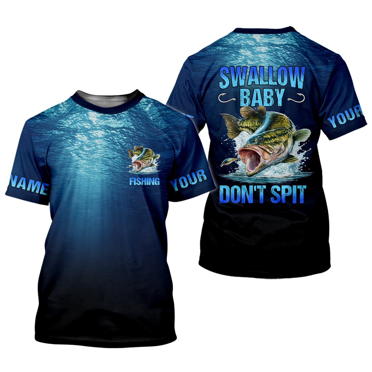 Swallow Baby, Don't Spit, Personalized Fishing Shirt, Funny Bass, Fishing UPF Shirts, Funny Fisherman Gift