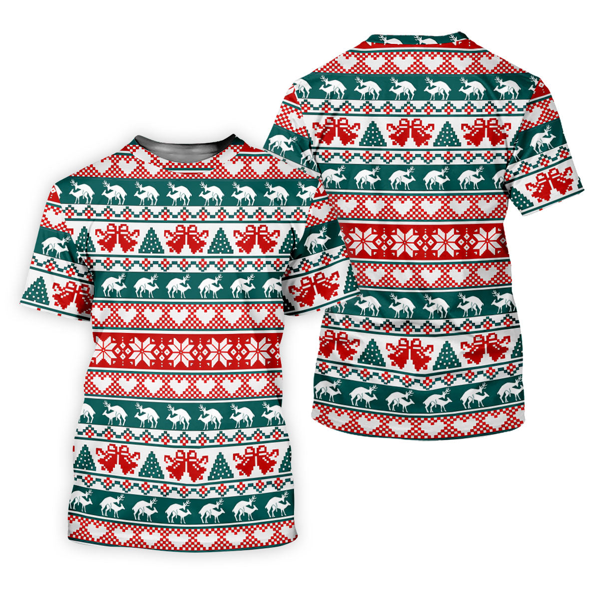 Christmas Reindeer Bells Snowflake Golf Polo Shirt, Mens Golf Shirts, Polo Shirts For Men
