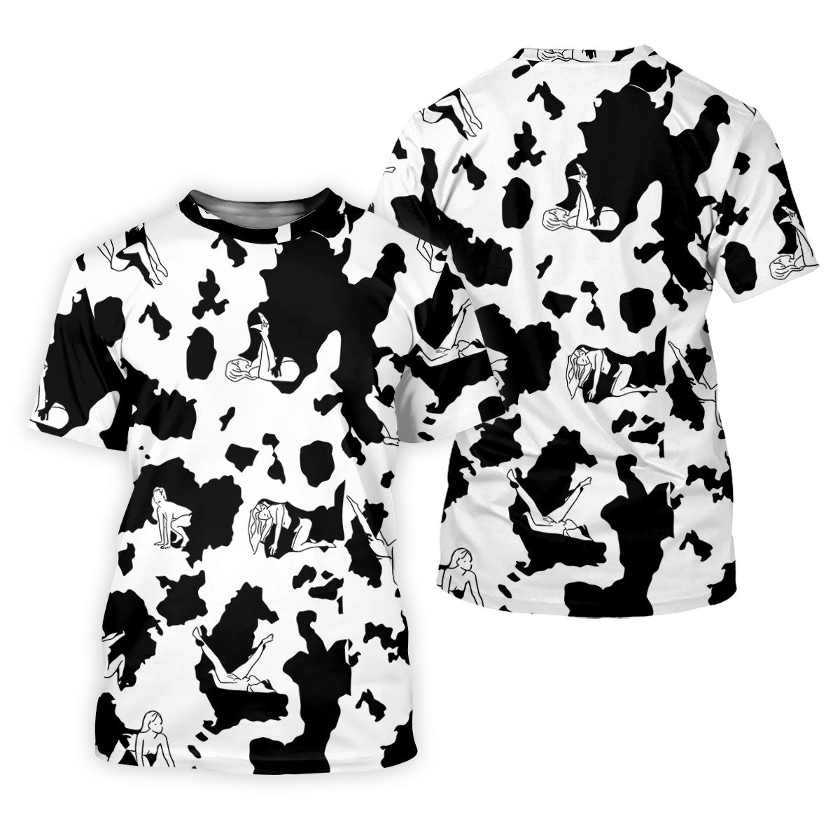 Cow Print Golf Shirt, Adult Humor Hidden Pin Up Pattern, Golf Shirt For Women
