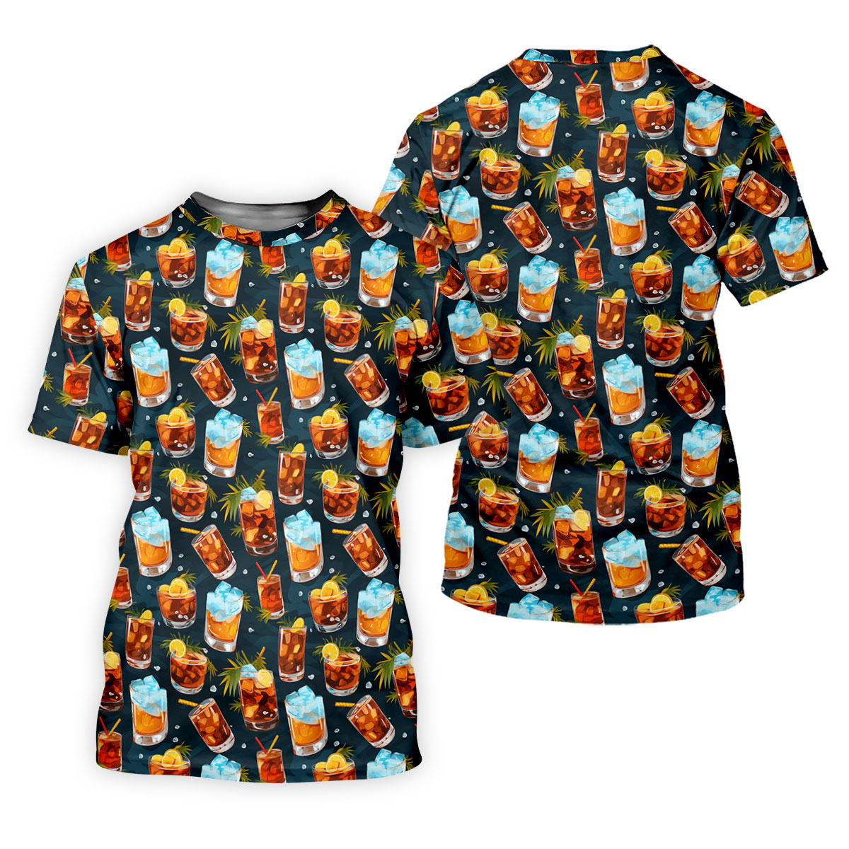 Summer Cocktail Pattern Hawaiian Golf Shirt, Mens Golf Apparel, Golf Polo Shirts For Men