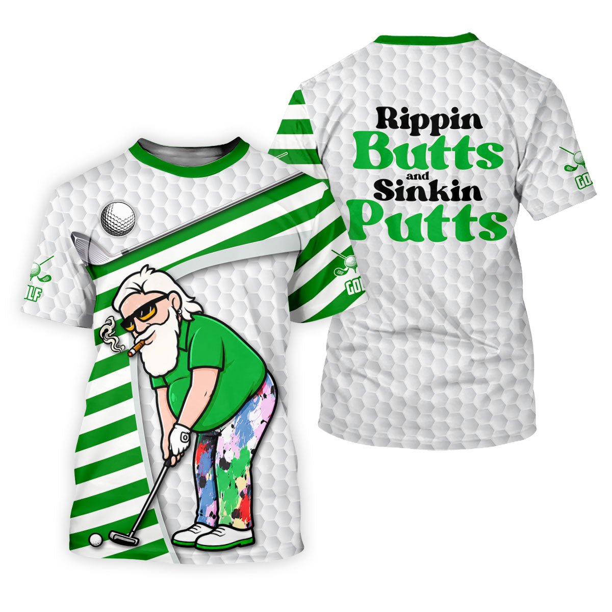 Funny Rippin Butts And Sinkin Putts Polo Shirt, Mens Golf Shirts, Golf Shirts For Men