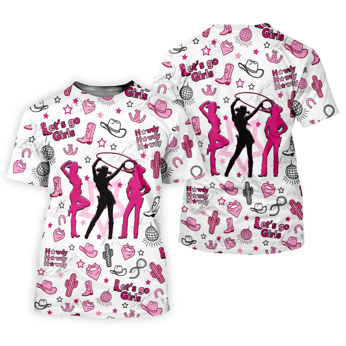 Pink Black Three Cowgirls Western Golf Polo Shirt, Women's Golf Polo, Ladies Golf Tops
