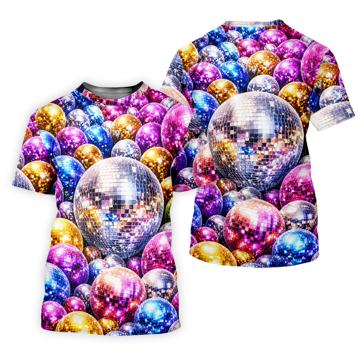 Colorful Disco Ball Party Pattern Polo Shirt, Mens Golf Polo, Golf Polo Shirts For Men