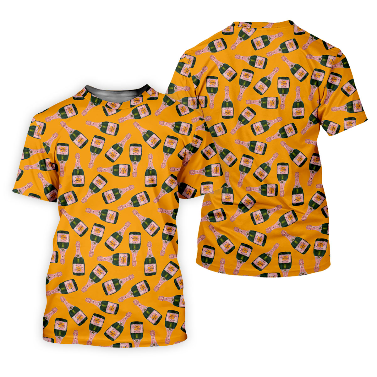 Rosé Champagne Seamless Pattern Yellow Golf Shirt, Polo ShirtFor Men, Golf Shirts For Men