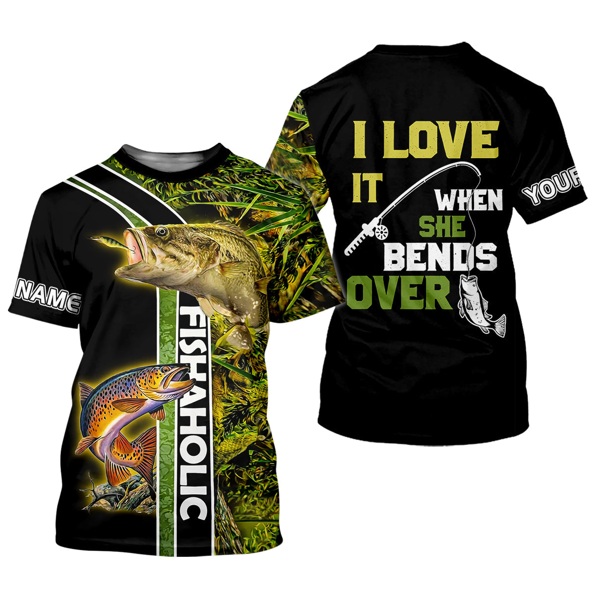 I Love It When She Bends Over Fishaholic Funny Fishing Shirt, Fishing UPF Shirts, Fishing Shirt For Women