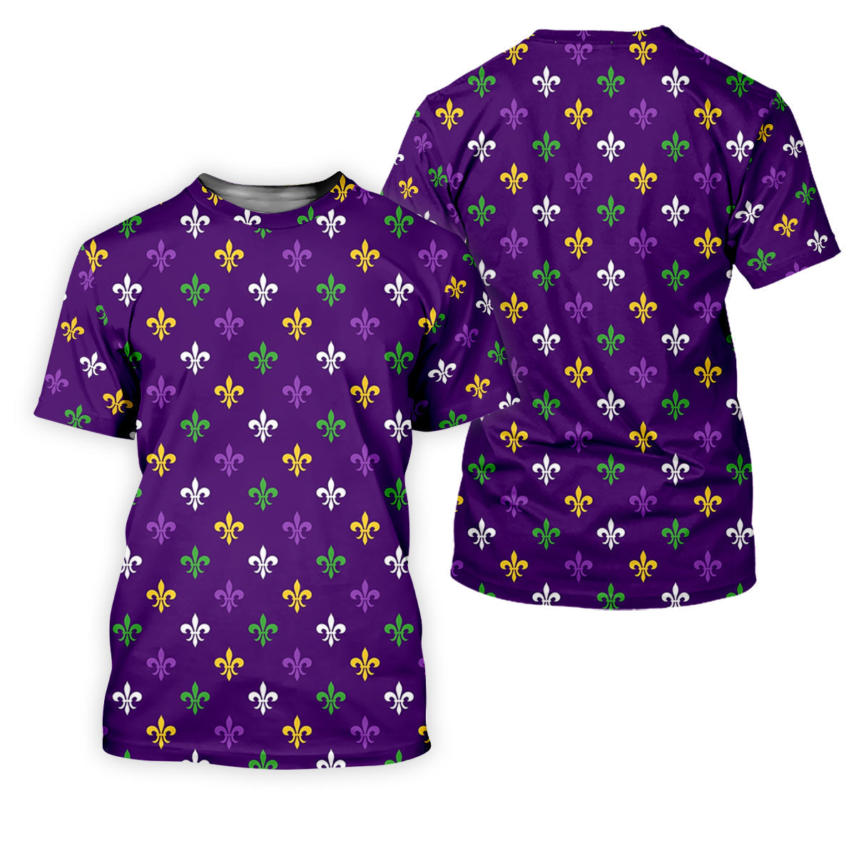 Purple Green Gold Fleur De Lis Pattern Purple Golf Shirt, Mardi Gras Golf Shirt, Golf Shirt For Women