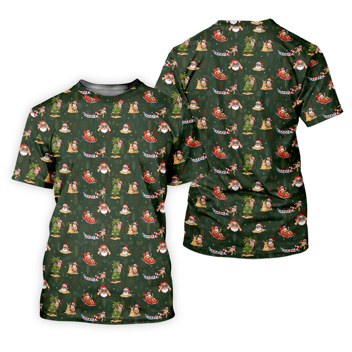 Funny Santa Summer Christmas Pattern Polo Shirt, Mens Golf Polo, Golf Shirts For Men