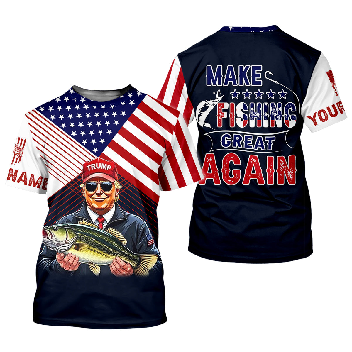 Make Fishing Great Again Patriotic Fishing Shirt, American Flag Fishing Shirt, SPF Long Sleeve Shirts Womens