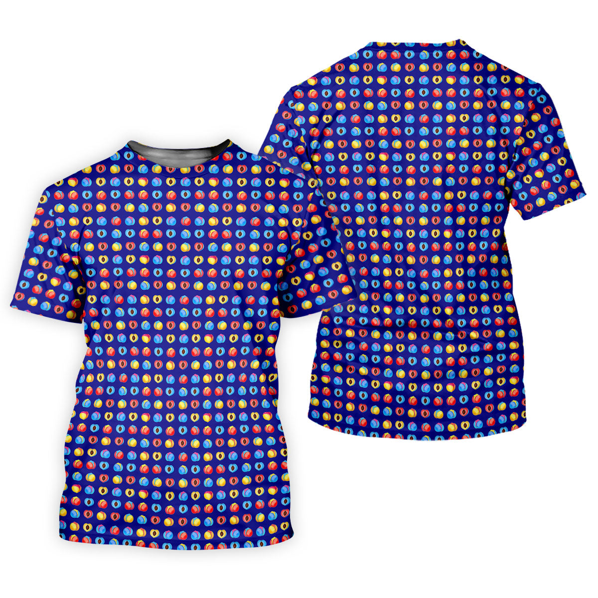 Funny Peach Emoji Pattern Golf Polo Shirt, Women's Golf Polo, Printed Golf Shirt