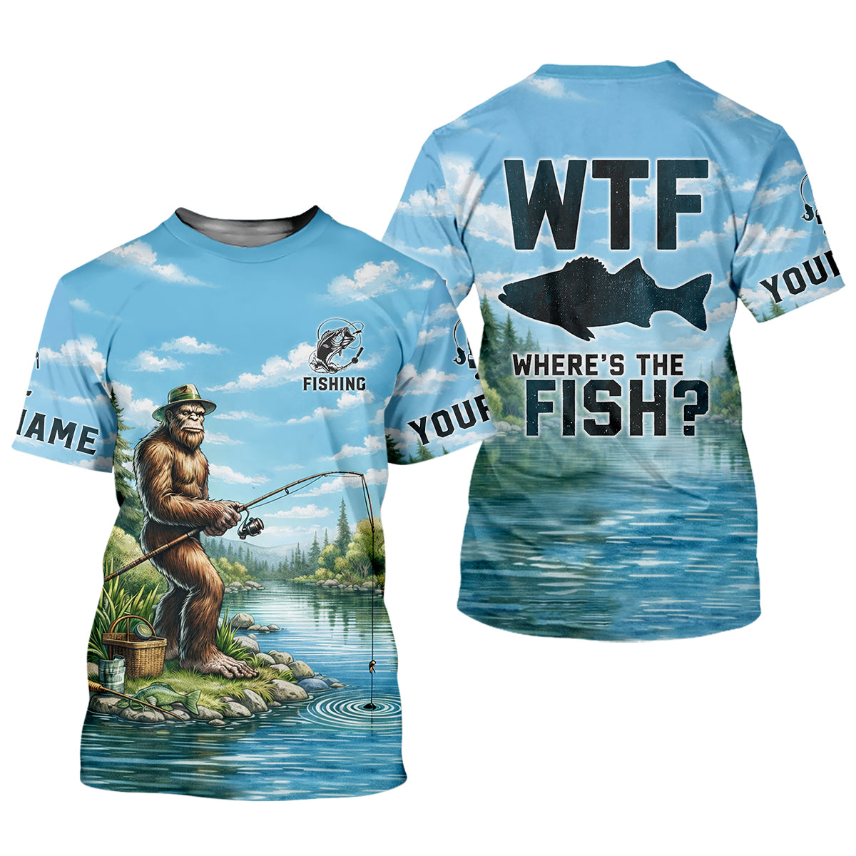 WTF Where’s The Fish, Bigfoot Fishing Personalized UPF Shirt