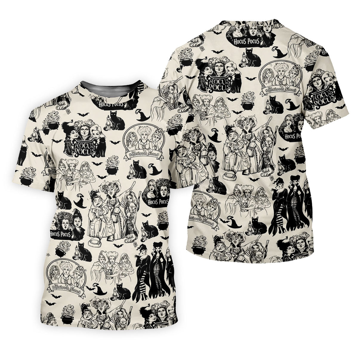 Witch Sisters Black Cat Halloween Polo Shirt, Golf Tops For Women, Women’s Golf Apparel