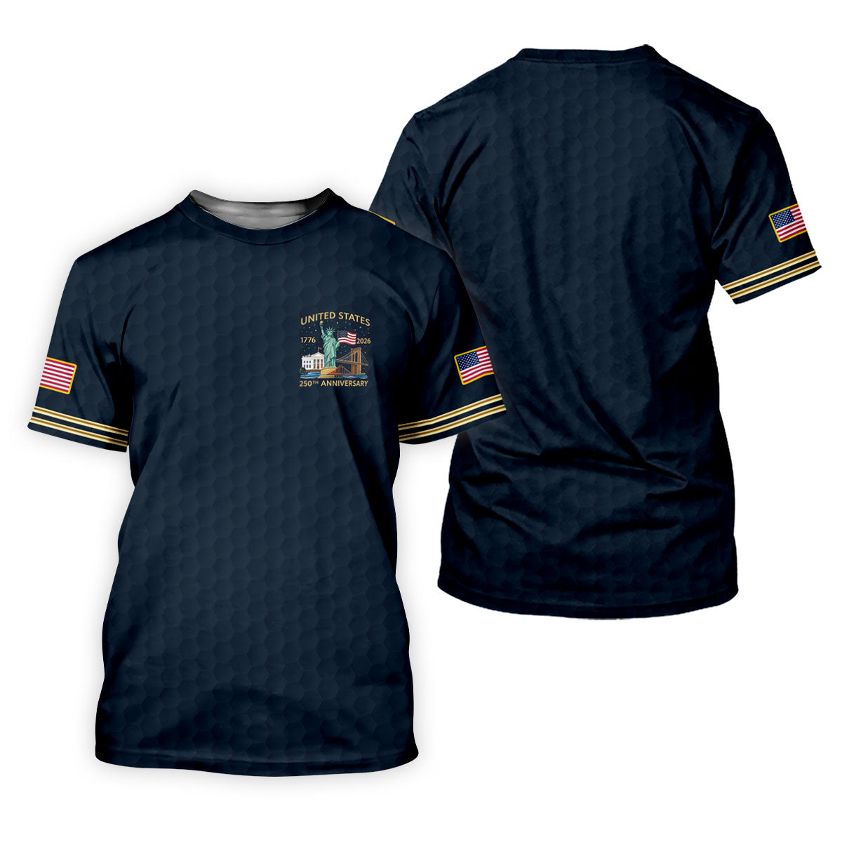 United States 250th Anniversary Golf Ball Pattern Navy Golf Shirt, 4th Of July Patriotic Golf Shirt For Women