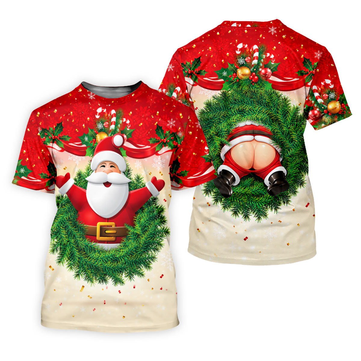 Festive Christmas Santa Wreath Golf Polo Shirt, Women’s Golf Polo, Golf Tops For Women