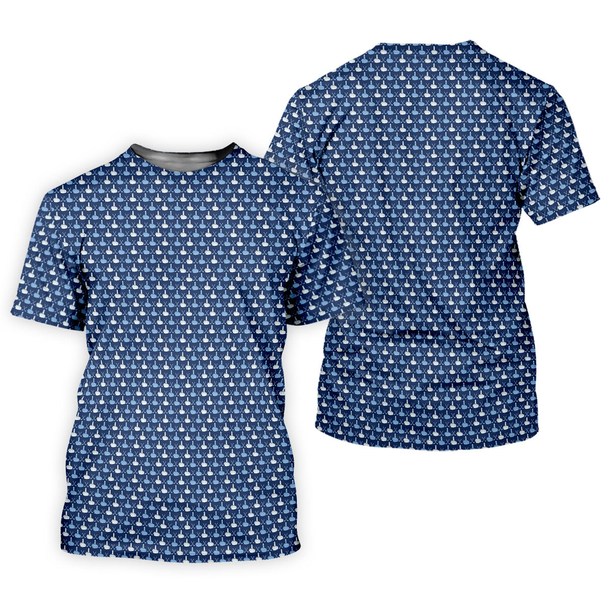 Blue Funny Middle Finger Golf Pattern Polo Shirt, Women's Golf Polo, Ladies Golf Top